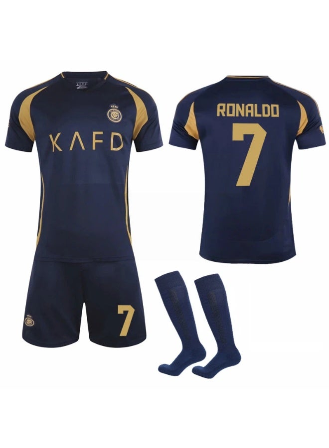 KAFD 2024-2025 Riyadh Victory Away football Uniform #7 RONALDO football jersey Shorts Socks Set Children's Size and adult Size Gifts for fans and friends - Image 1